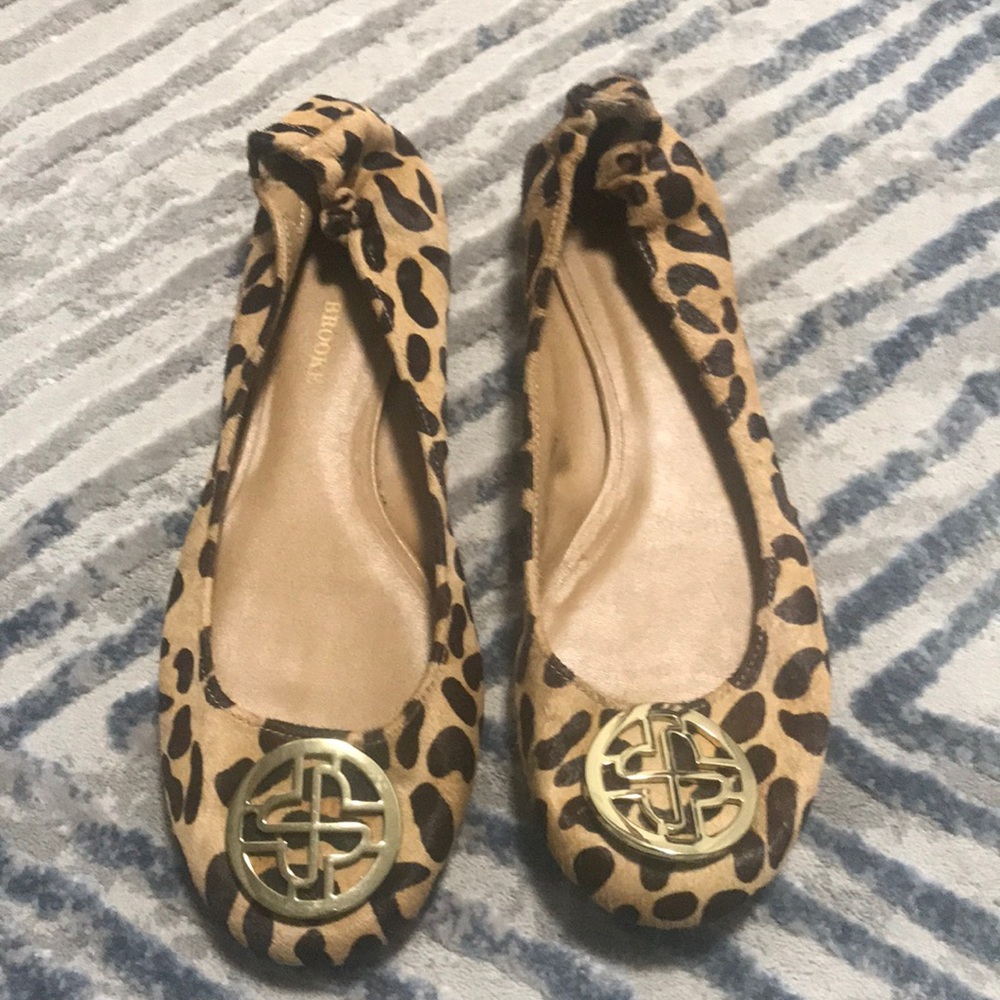 Audrey Brooke Leopard Print Calf Hair flats